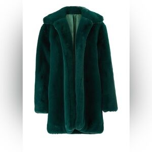 Somedays Lovin Forest Teal Green Faux Fur Jacket Coat